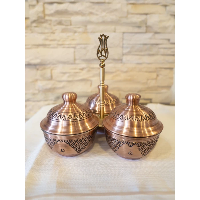 BAKIR ÇEREZLİK İŞLEMELİ 3 HAZNELİ MODEL MAT RENK