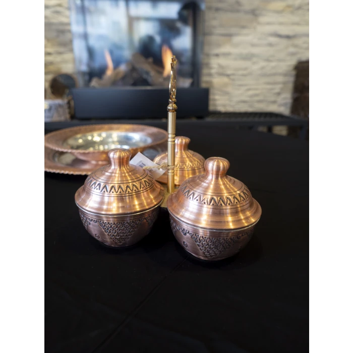 BAKIR ÇEREZLİK İŞLEMELİ 3 HAZNELİ MODEL MAT RENK