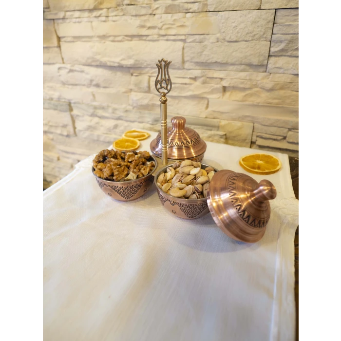 BAKIR ÇEREZLİK İŞLEMELİ 3 HAZNELİ MODEL MAT RENK