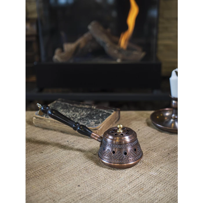 BAKIR BUHURDANLIK İŞLEMELİ ÜZÜM DESENLİ MODEL OKSİTLİ RENK