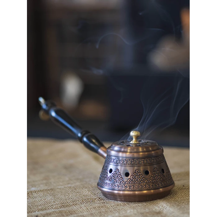 BAKIR BUHURDANLIK İŞLEMELİ ÜZÜM DESENLİ MODEL OKSİTLİ RENK