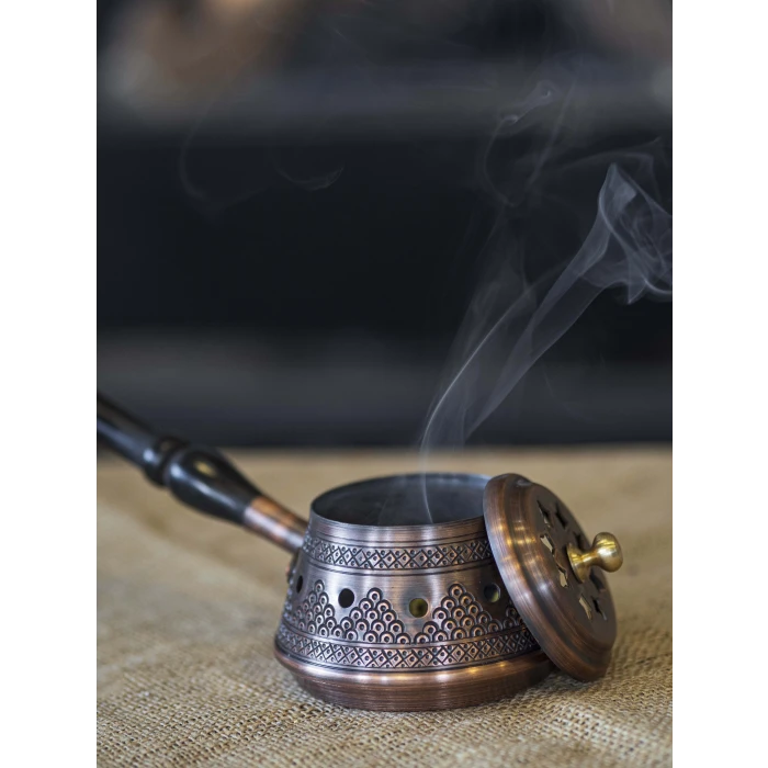 BAKIR BUHURDANLIK İŞLEMELİ ÜZÜM DESENLİ MODEL OKSİTLİ RENK