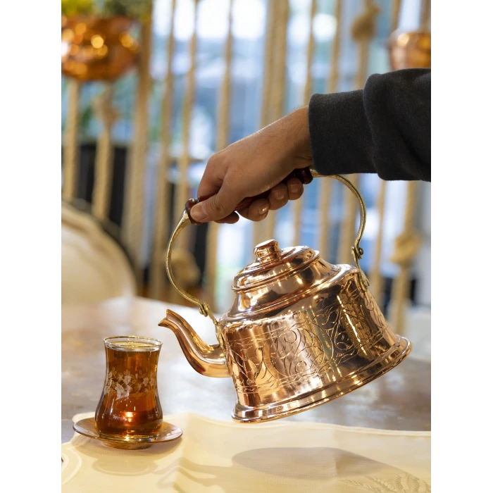 BAKIR DEMLİK İŞLEMELİ MARAŞ MODEL BAKIR RENK BAKIR UÇLU