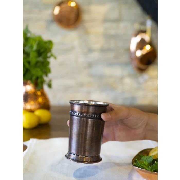 Bakır Bardak Julep Kokteyl Model Oksit Renk 2li