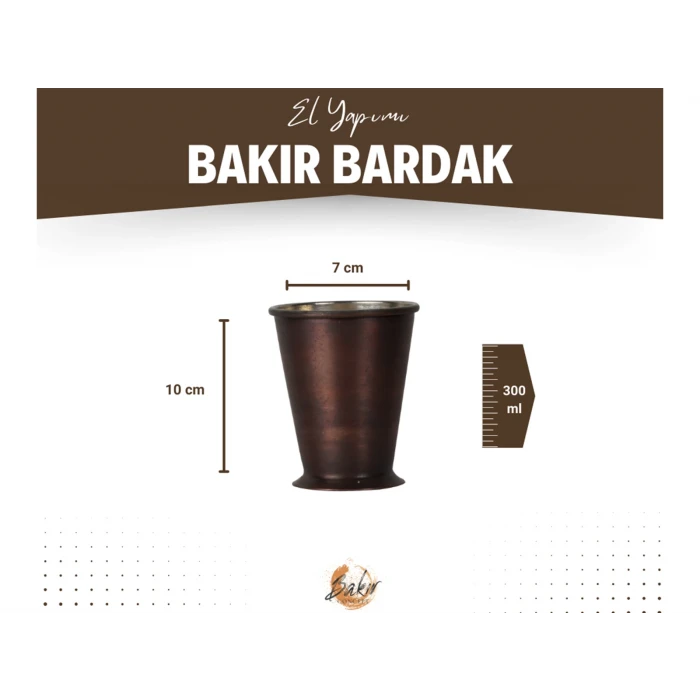 Bakır Bardak Kısa Şerbet Model Oksit Renk