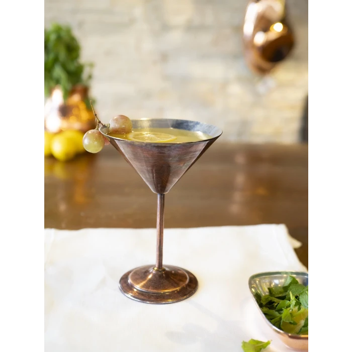 Bakır Kadeh Martini Düz Model Oksit Renk 2li