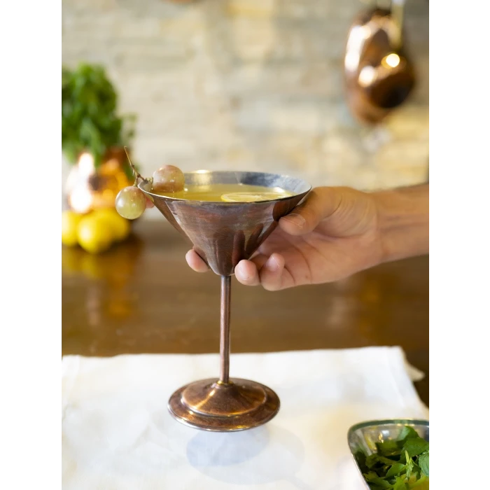 Bakır Kadeh Martini Düz Model Oksit Renk 2li