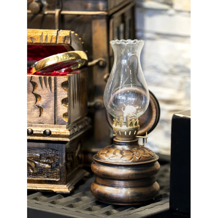 BAKIR GAZ LAMBASI KÜÇÜK BOY OKSİTLİ BAKIR RENK