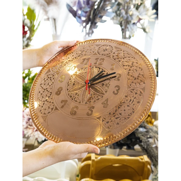 BAKIR SAAT OYMA NAKIŞ İŞLEME BAKIR RENK