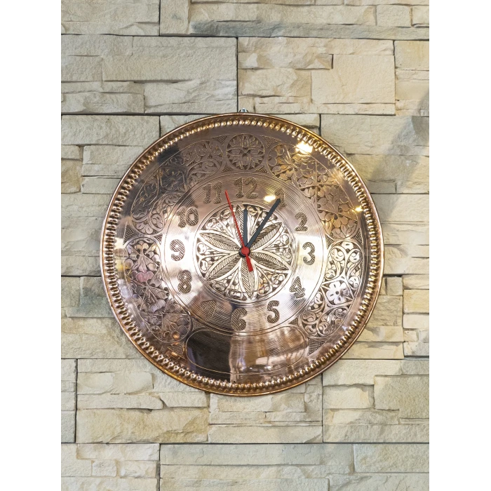 BAKIR SAAT OYMA NAKIŞ İŞLEME BAKIR RENK