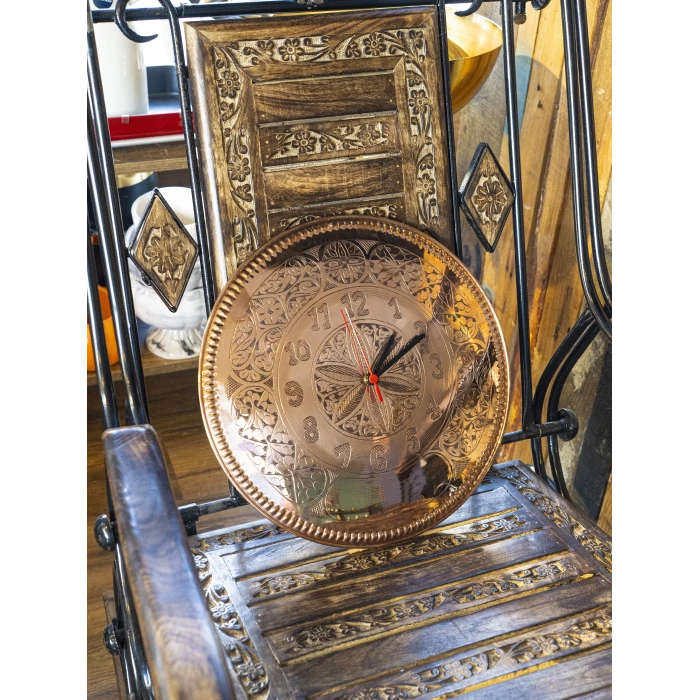 BAKIR SAAT OYMA NAKIŞ İŞLEME BAKIR RENK