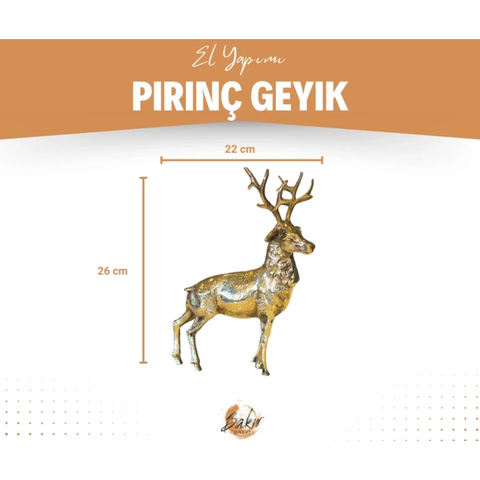 Pirinç Döküm Geyik Heykeli
