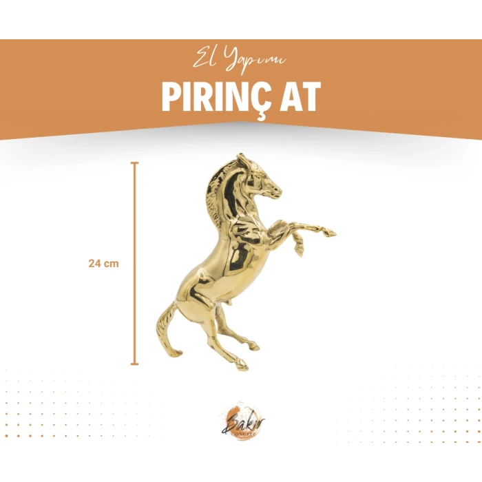 PİRİNÇ DÖKÜM ŞAHLANAN AT FİGÜRÜ GOLD RENK