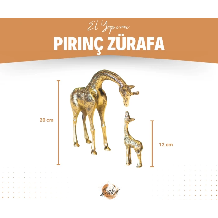 Pirinç Döküm Zürafa Heykeli İkili