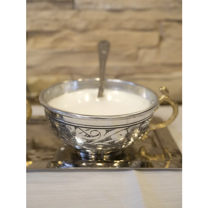 BAKIR AYRAN TASI TEK KULPLU OYMA NAKIŞLI GÜMÜŞ RENK (2 ADET)