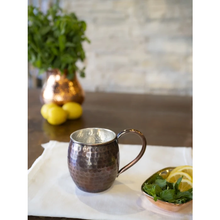 BAKIR KUPA BARDAK TOMBUL MODEL ÇEKİÇ DÖVMELİ 2Lİ OKSİTLİ