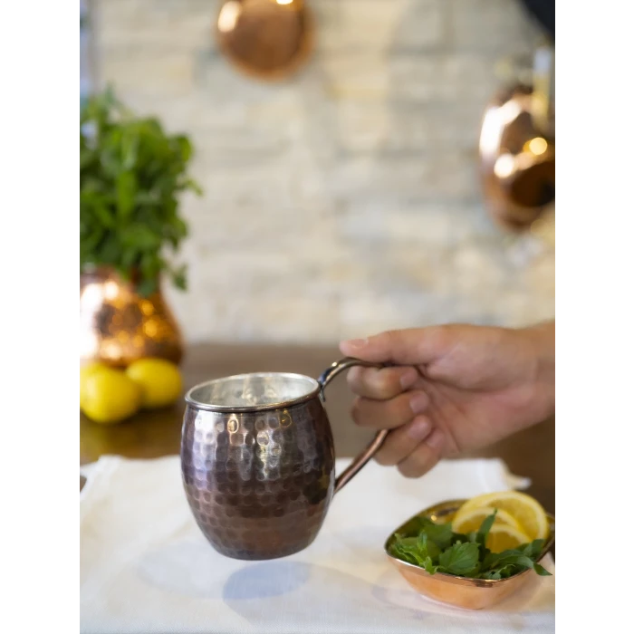 BAKIR KUPA BARDAK TOMBUL MODEL ÇEKİÇ DÖVMELİ 2Lİ OKSİTLİ