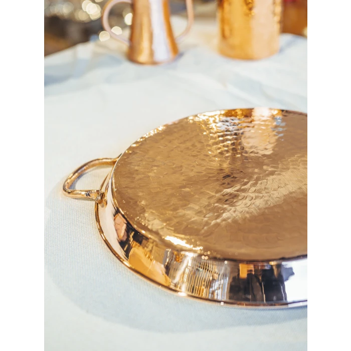 BAKIR FIRIN TEPSİSİ YUVARLAK BORU KULPLU MODEL