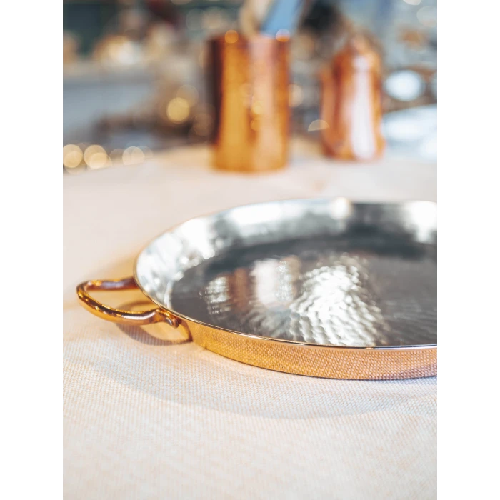 BAKIR FIRIN TEPSİSİ YUVARLAK BORU KULPLU MODEL