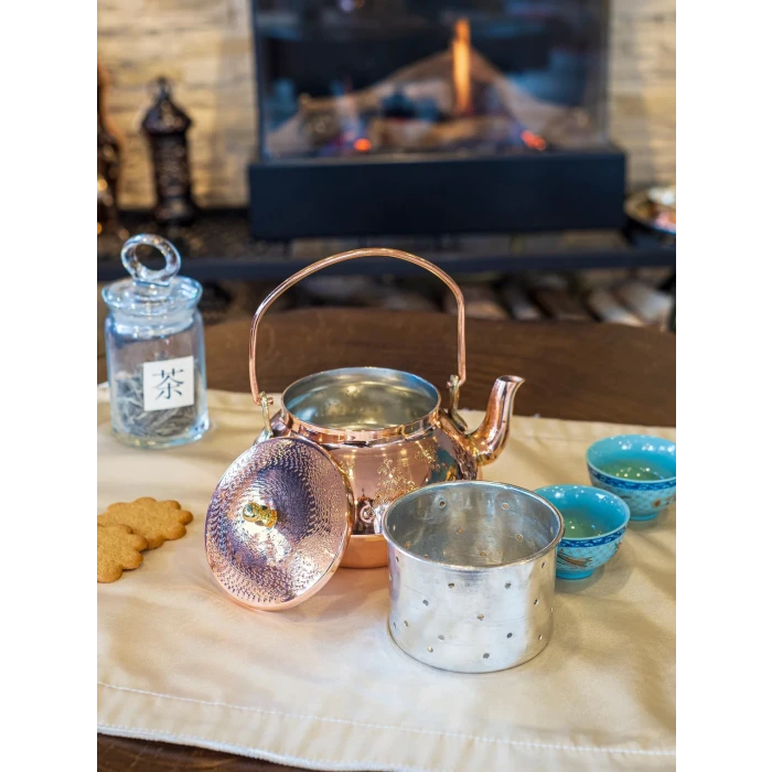 BAKIR ZEN DEMLİK YAPRAK DESENLİ PARLAK BAKIR RENK NO1