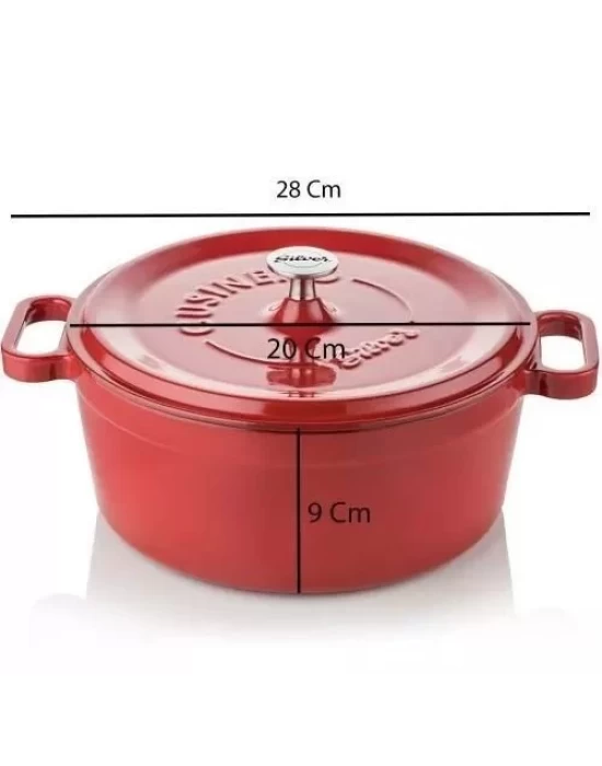 SİLVER CUSİNERO DÖKÜM DERİN TENCERE 20 CM KIRMIZI