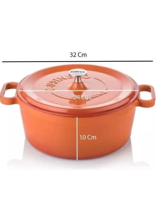 SİLVER CUSİNERO DÖKÜM DERİN TENCERE 24 CM TURUNCU