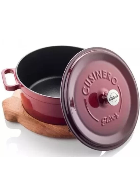 SİLVER CUSİNERO DÖKÜM DERİN TENCERE 28 CM BORDO