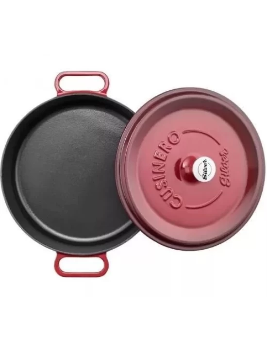 Silver Döküm Yayvan Tencere 24 cm Bordo