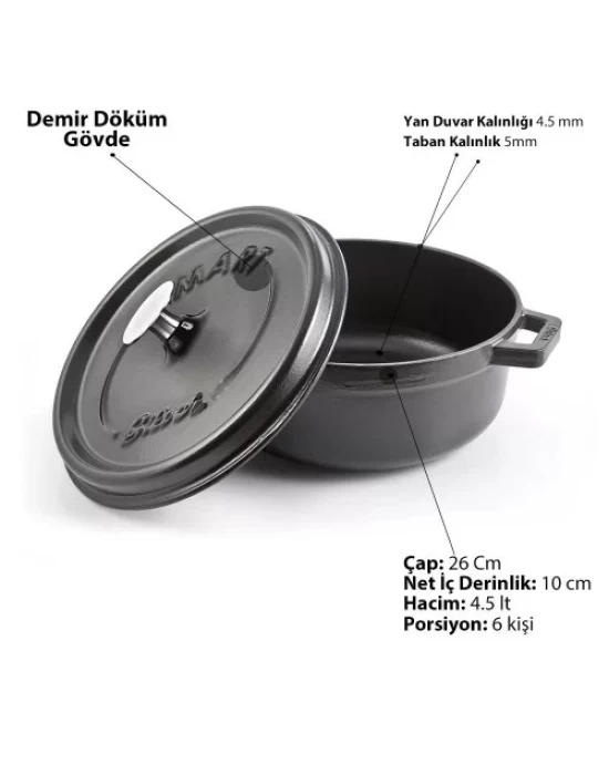 Silver Smart Demir Döküm Tencere 26 cm