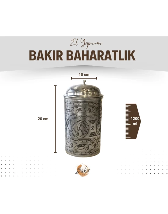 BAKIR BAHARATLIK NAKIŞ İŞLEME UZUN GÜMÜŞ RENK