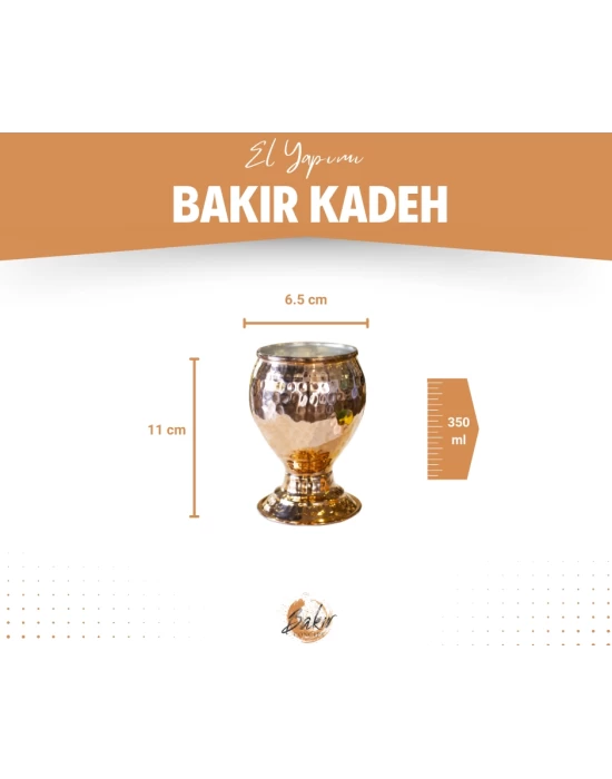 BAKIR BARDAK KADEH ÇEKİÇ DÖVMELİ BAKIR RENK