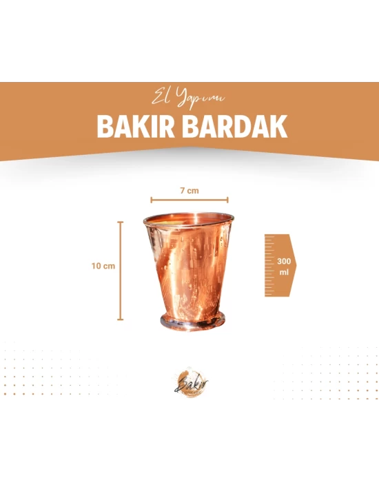 Bakır Bardak Kısa Şerbet Model Bakır Renk 2li (Kalaysız)