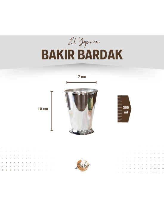 Bakır Bardak Kısa Şerbet Model Gümüş Renk 2li