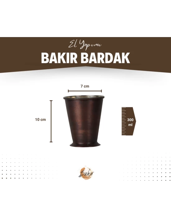 Bakır Bardak Kısa Şerbet Model Oksit Renk 2li