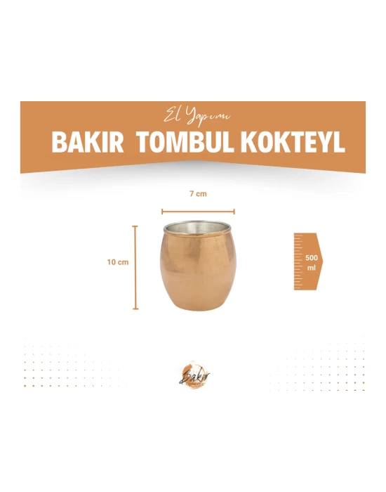 Bakır Bardak Tombul Kokteyl Bakır Renk 2li