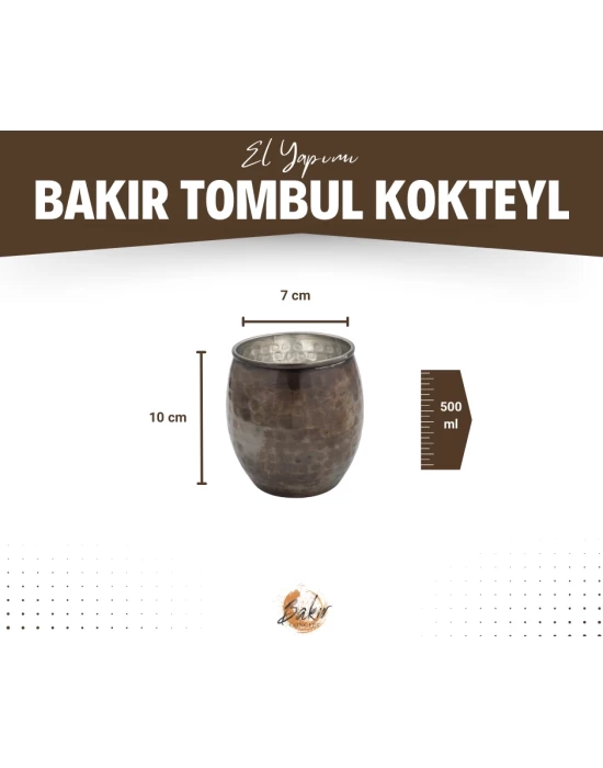 Bakır Bardak Tombul Kokteyl Oksit Bakır Renk