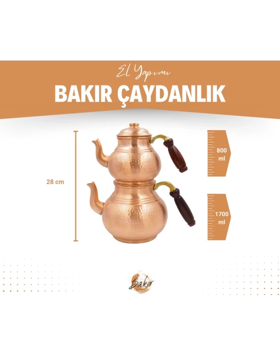 BAKIR ÇAYDANLIK ÇEKİÇ DÖVMELİ KALIN MAT BAKIR RENK