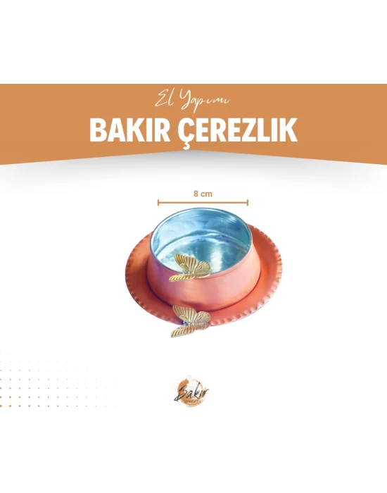 BAKIR ÇEREZLİK KELEBEK DETAYLI TABAKLI 2Lİ (4 PARÇA) Mat Bakır Renk