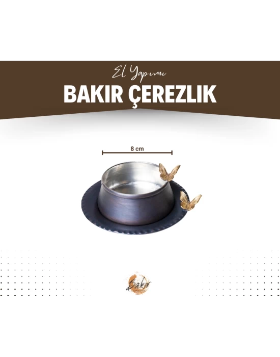 BAKIR ÇEREZLİK KELEBEK DETAYLI TABAKLI OKSİT RENK 2Lİ SET(4 PARÇA)