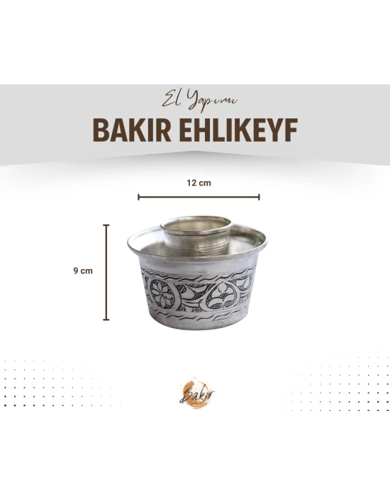 BAKIR EHLİKEYİF OYMA NAKIŞ İŞLEMELİ GÜMÜŞ RENK 2li (KALAYLI)