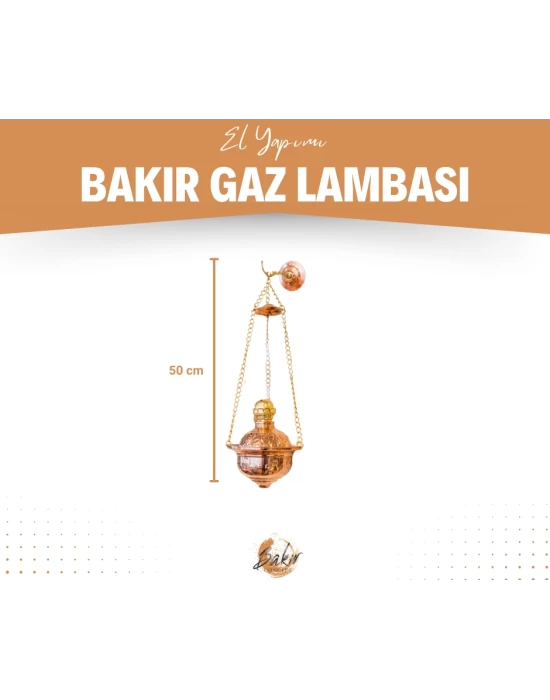 BAKIR GAZ LAMBASI ZİNCİRLİ MODEL BÜYÜK BOY