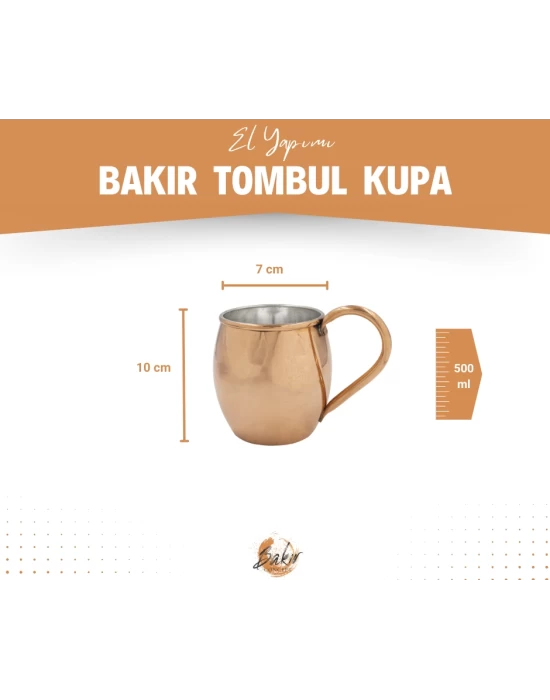 BAKIR KUPA BARDAK TOMBUL MODEL (2li) BAKIR RENK