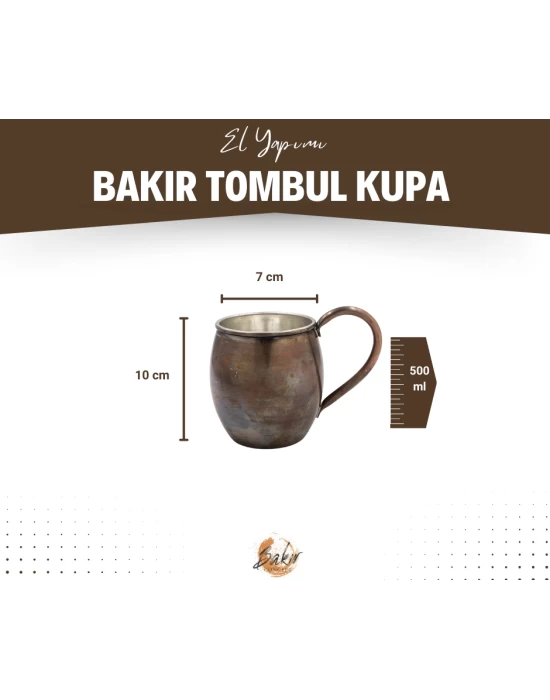 BAKIR KUPA BARDAK TOMBUL MODEL (2li) OKSİTLİ RENK