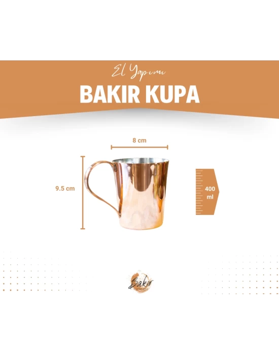 BAKIR KUPA KONİK MODEL BAKIR RENK (2Lİ)