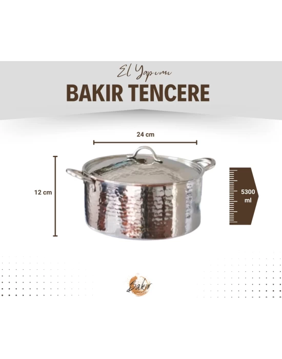 BAKIR MODERN TENCERE DERİN MODEL 24 CM GÜMÜŞ RENK