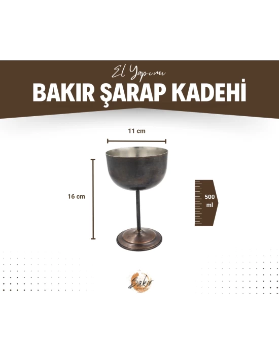 BAKIR ŞARAP KADEHİ OKSİTLİ BAKIR RENK