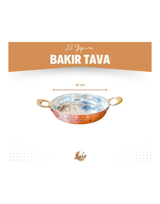 BAKIR TAVA OYMA NAKIŞLI FIRFIRLI TAVA PARLAK 25 CM