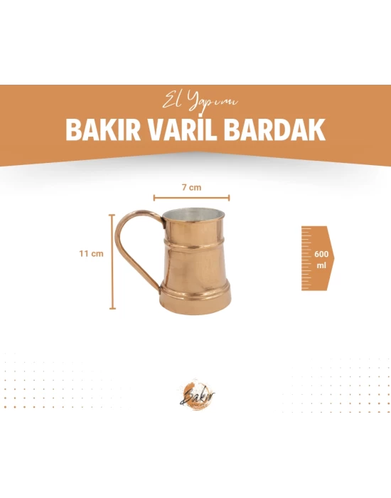 BAKIR VARİL BARDAK (2li) PARLAK BAKIR RENK