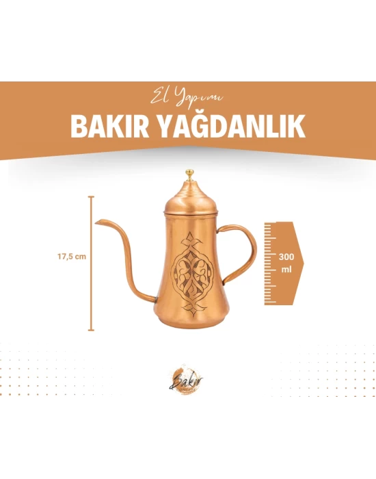 Bakır Yağdanlık Otantik İşlemeli Model Mat Bakır Renk No:1