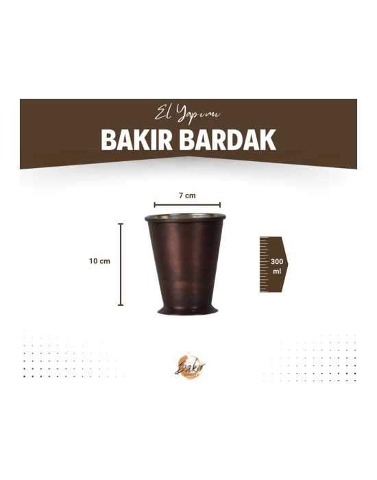 Bakır Bardak Kısa Şerbet Model Oksit Renk